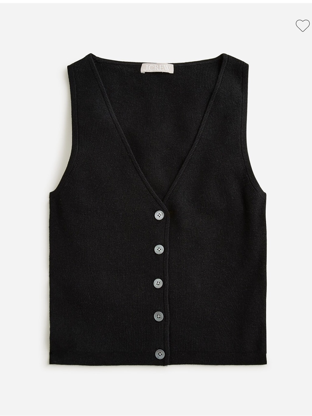 Nwt J. Crew Black Silk-Cashmere Blend Sleeveless V-Neck Button Vest